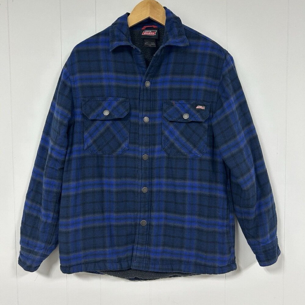 Dickies Flannel Button-Up Fleece Lined Plaid Jacket Small